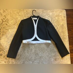 Black/White Rhinestone Trim Bolero
